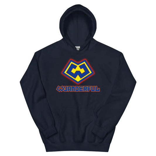 Wuanderful Locos logo on a navy blue limited edition hoodie