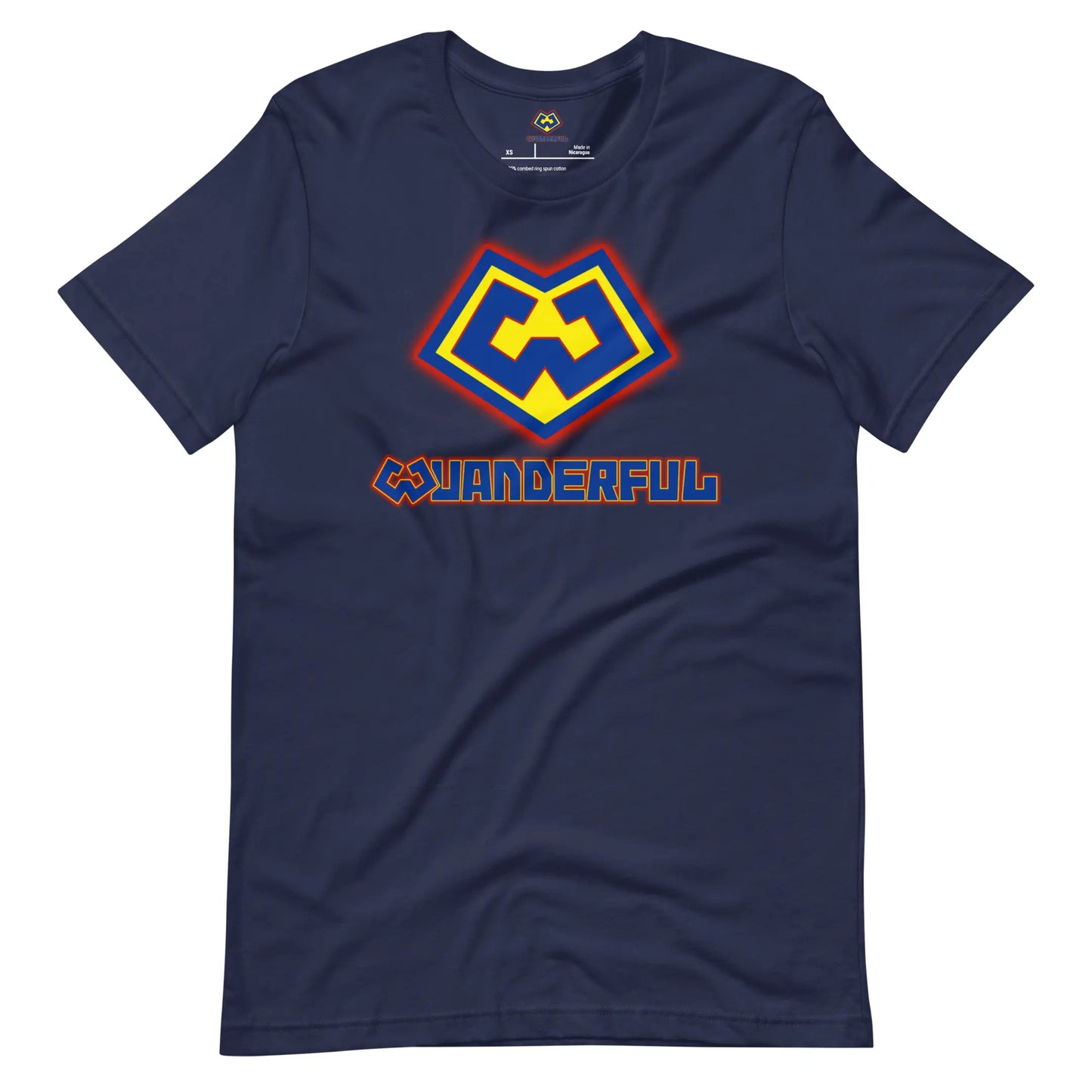 Wuanderful Locos cartoon logo on a navy blue limited edition t-shirt