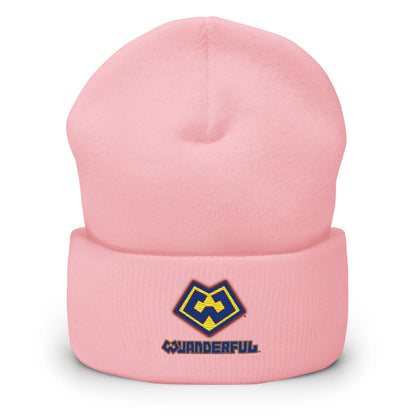 Wuanderful Locos logo on a limited edition pink knit beanie cap