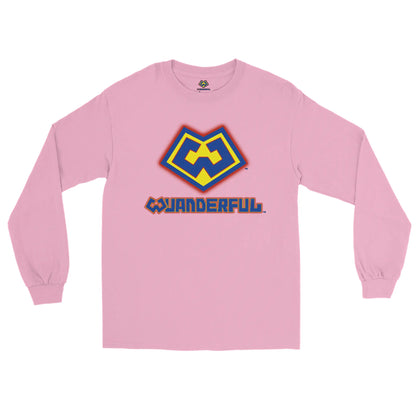 Wuanderful Locos logo on a limited edition pink long-sleeve shirt