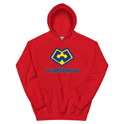 Wuanderful Locos logo on a red limited edition hoodie