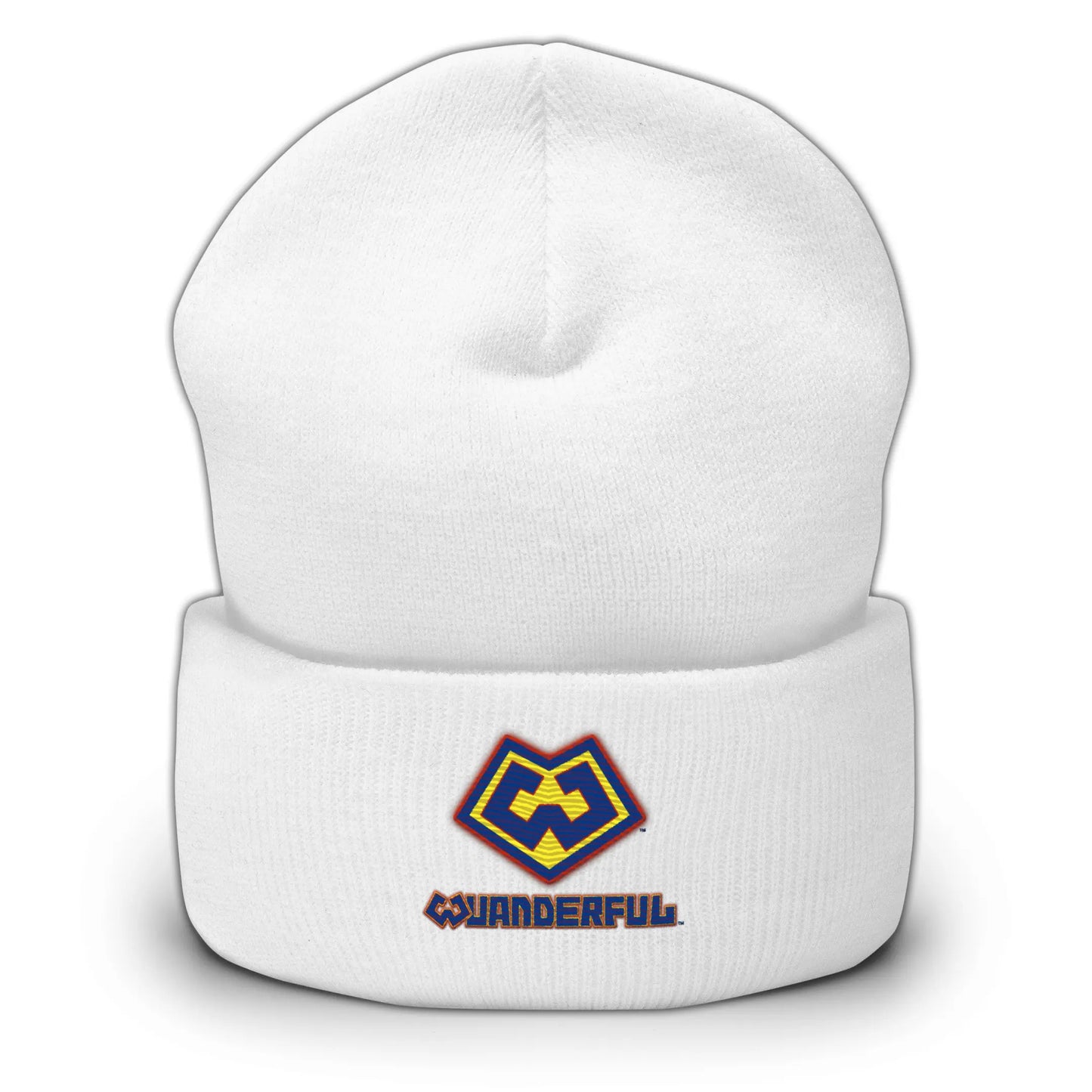 Wuanderful Locos logo on a limited edition white knit beanie cap