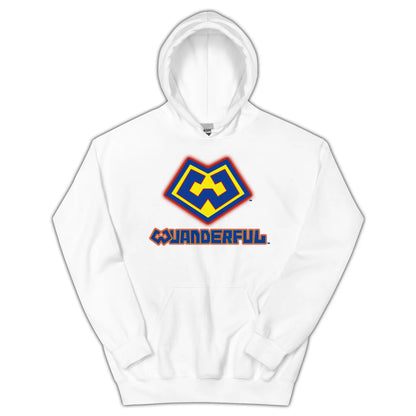 Wuanderful Locos logo on a white limited edition hoodie